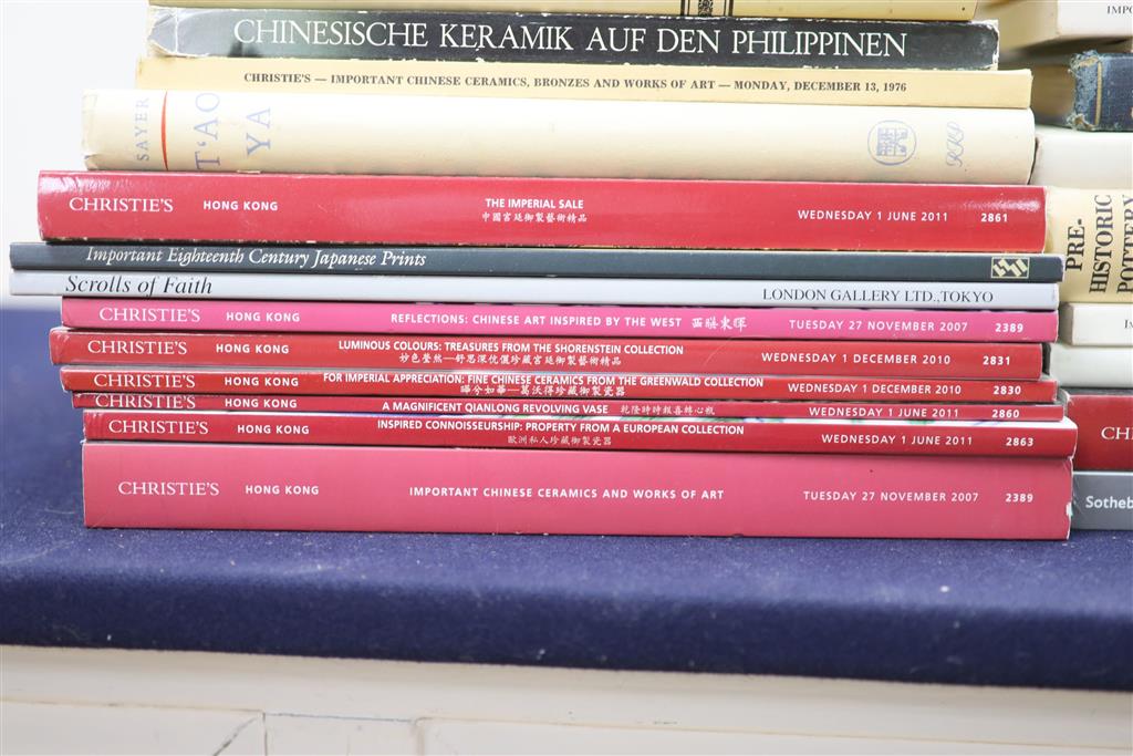 A box of Asian Art books and catalogues and krug glass volumes